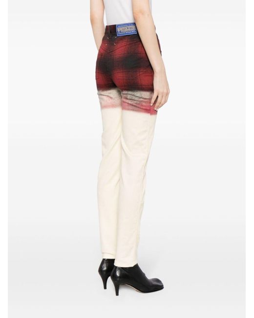 Maison Margiela Red Checked Skinny Jeans