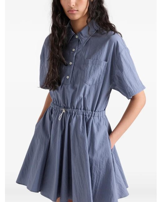 Prada Blue Short-Sleeved Technical Pongé Dress