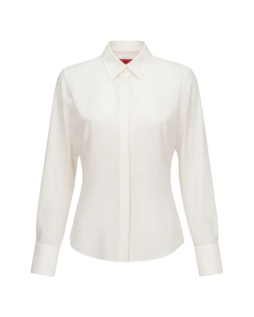 Isaia White Concealed-Placket Long-Sleeve Shirt