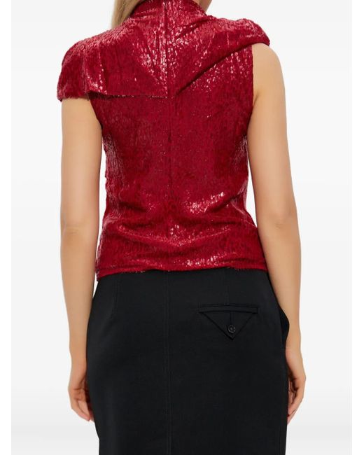Self-Portrait Gedrapeerde Blouse in het Red