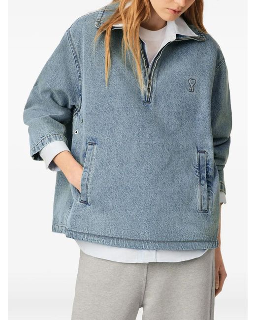 AMI Blue Cotton Vareuse With Ami De Coeur