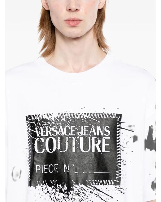 Versace Jeans Couture White Logo-Print T-Shirt for men