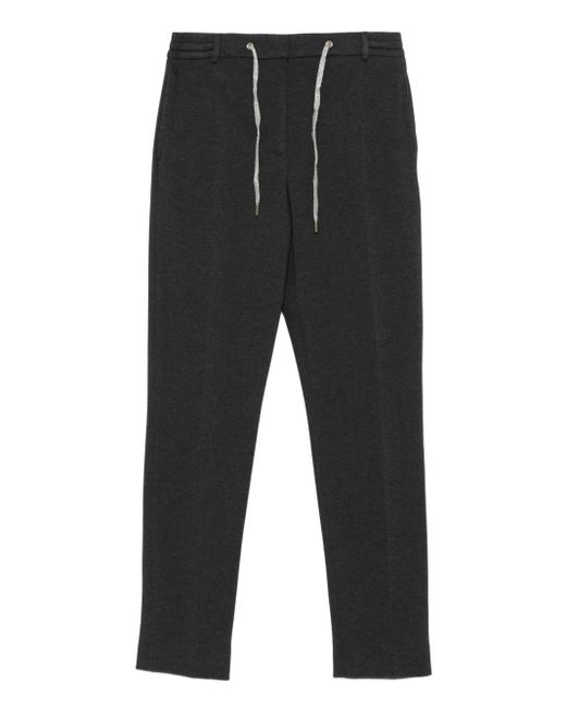 Eleventy Black Drawstring-Waist Track Pants
