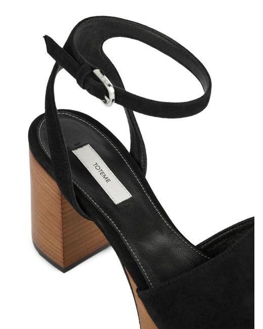 Totême Black Platform Suede Sandals