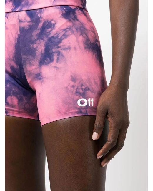 Off-White c/o Virgil Abloh Pink Logo-Print Tie-Dye Shorts