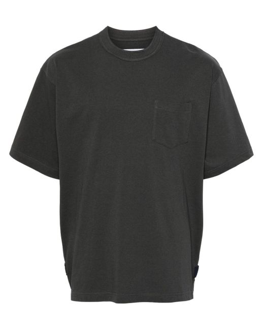 Sacai Black Zipped-detail Cotton T-shirt for men