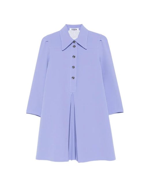 Vivetta Purple Pleated A-Line Mini Dress