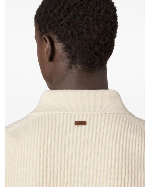 Tod's White Ribbed-Knit Cardigan for men