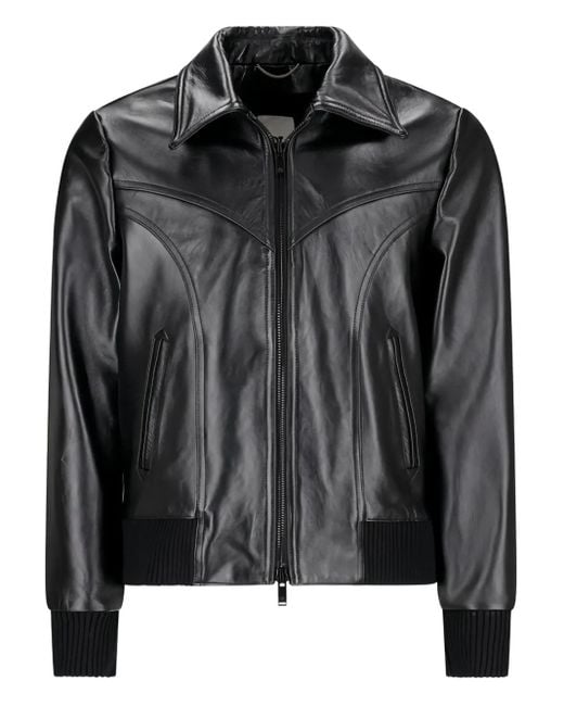 PT Torino Black Ergonomic Leather Bomber Jacket for men