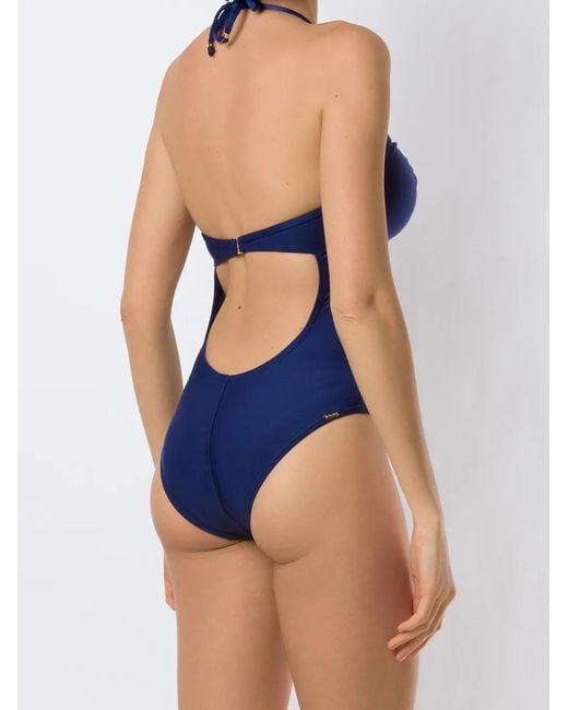 Amir Slama Blue Gathered Open Back One Piece