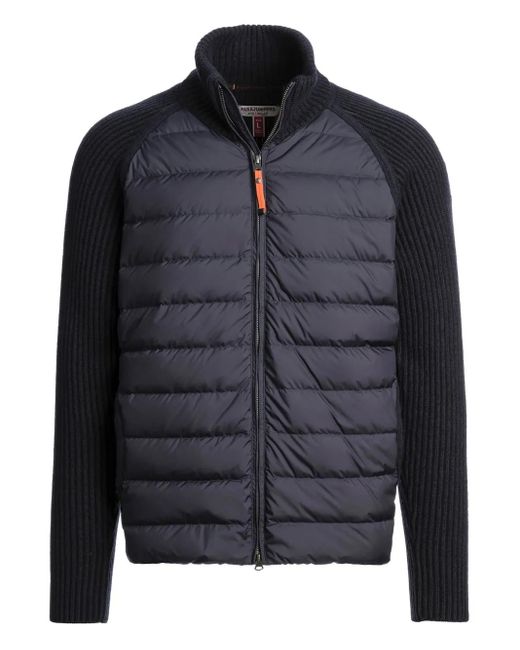 Parajumpers Black Olmo Ribbed-Knit Quilted Jacket for men