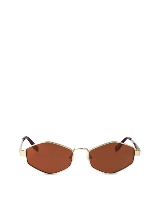Karl Lagerfeld Brown Geometric-Frame Monogram Sunglasses