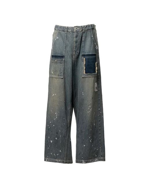 Maison Mihara Yasuhiro Gray Stripe Patchwork Jeans for men