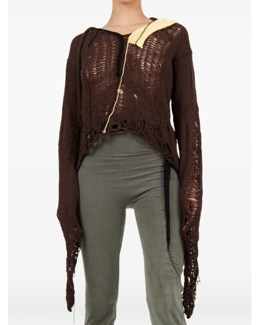 OTTOLINGER Brown Distressed Knit Hoodie for men
