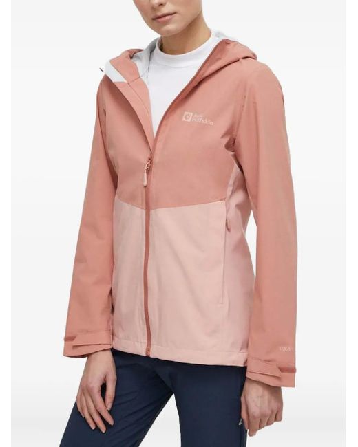 Jack Wolfskin Pink Weiltal Hooded Colour-Block Performance Jacket