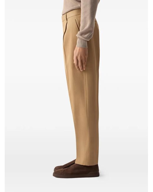 Zegna Natural Pleated Trousers for men