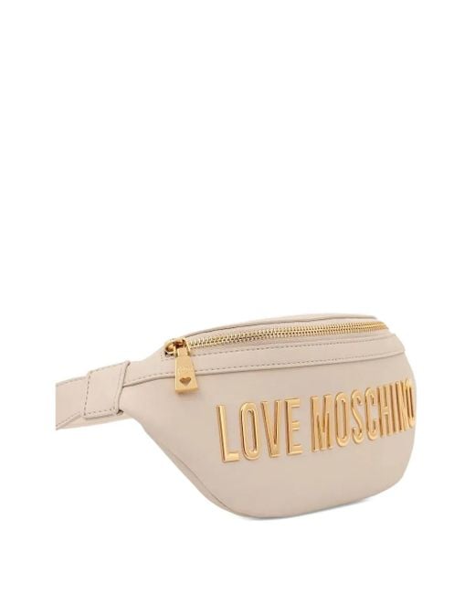 Love Moschino Natural Logo-Plaque Belt Bag