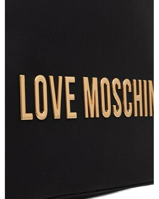 Love Moschino Black Logo-Plaque Backpack