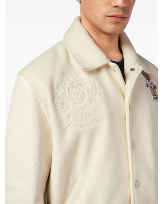 Philipp Plein Natural Bear-Embroidered Jacket for men