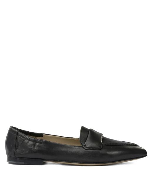 Pomme D ́Or Black Pointed Leather Loafers