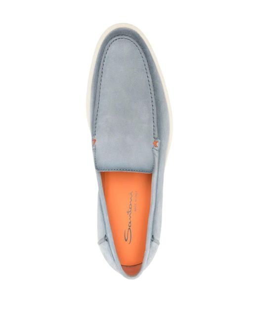 Santoni Suède Loafers Met Ronde Neus in het White voor heren