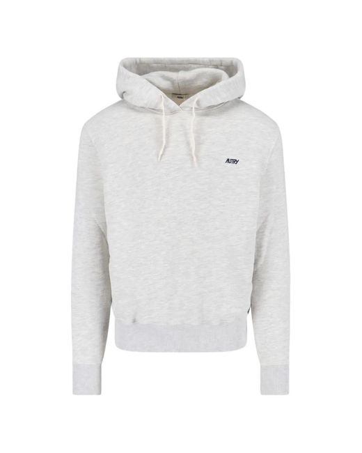 Autry White Drawstring Embroidered Hoodie for men