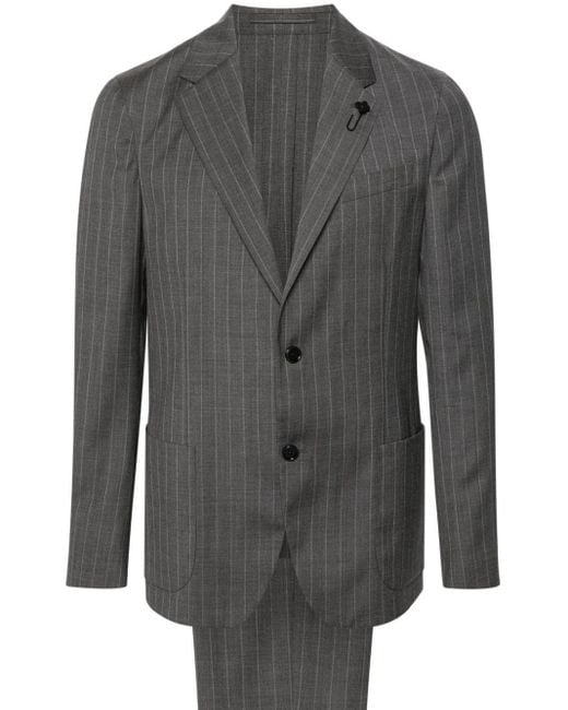 Lardini Gray Pinstriped Single-breasted Wool Suit for men