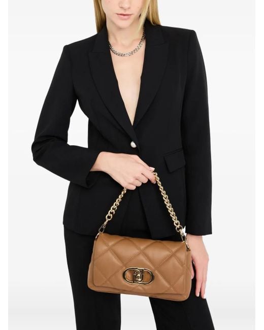 Liu Jo Brown Medium Lapuffy Quilted Logo-Plaque Shoulder Bag
