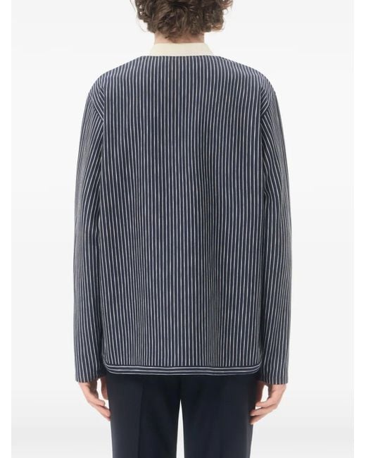 Valentino Garavani Blue Viscose Sweatshirt With Striped Vlogo for men