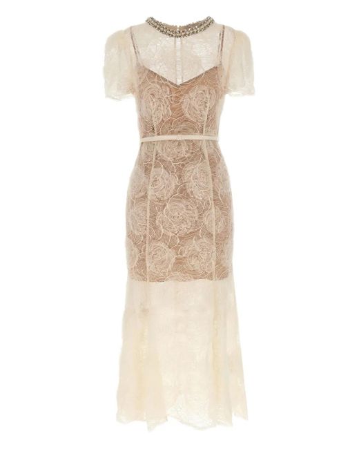 Self-Portrait Women's Natural Cream Tulle Lace Midi Dress -  www.ohana-automobiles.fr