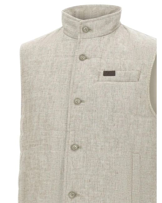 Fay White Quilted Gilet for men