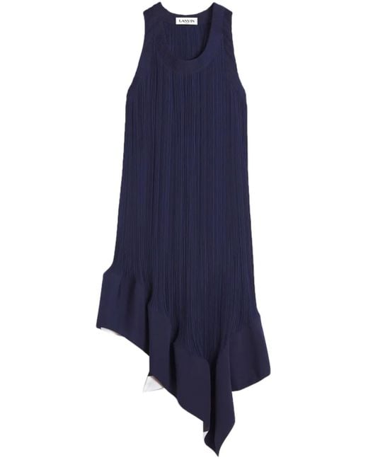 Lanvin Blue Pleated Midi Dress