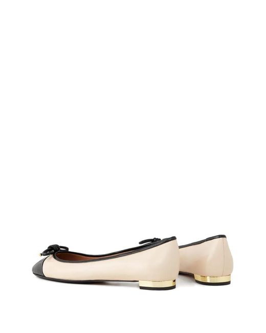 Aquazzura Natural Parisina Bow Round-Toe Ballet Flats
