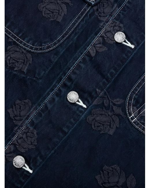 Needles Blue Rose-Embroidered Denim Jacket for men