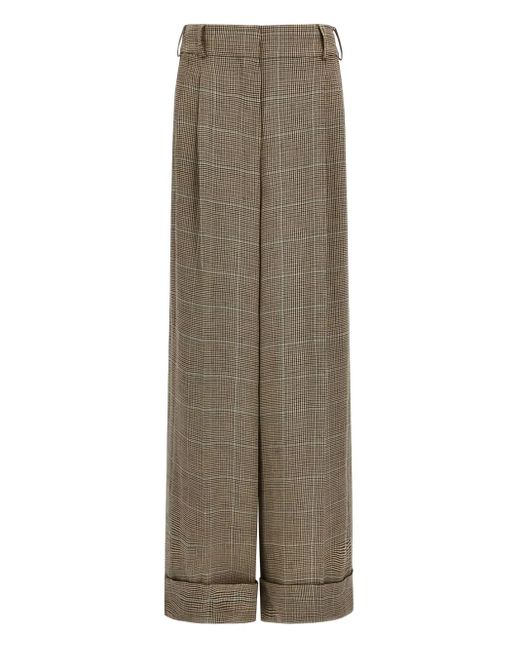 Roberto Cavalli Natural Karierte Hose mit Falten
