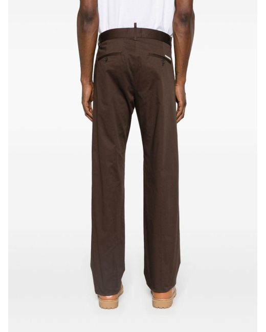 DSquared² Brown Mid-rise Twill Chino Trousers for men