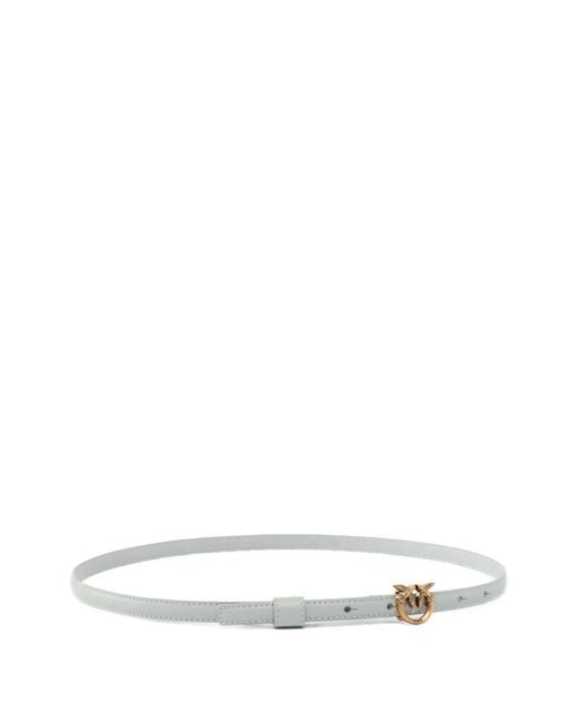 Pinko White Thin Belt With Love Birds Buckle