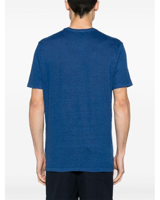 Majestic Filatures Blue Mélange Linen-blend T-shirt for men