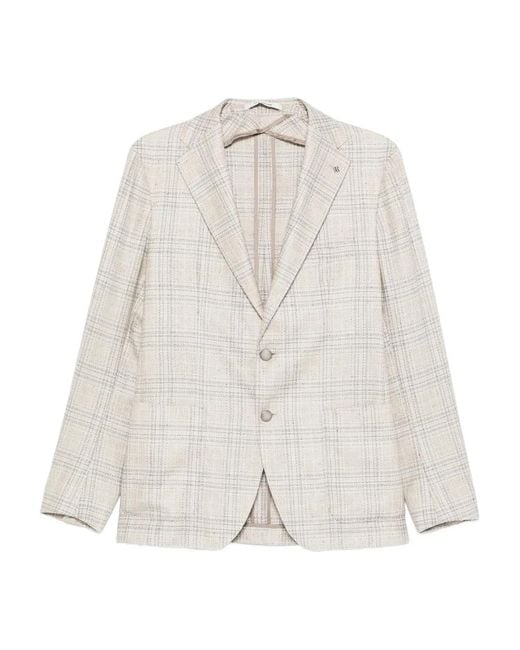 Tagliatore White Long-Sleeve Raw Jacket for men