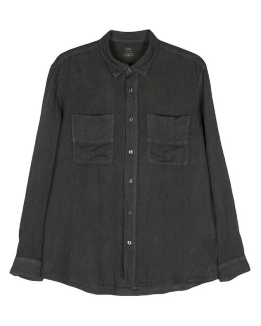 Altea Black Linen Chambray Shirt for men
