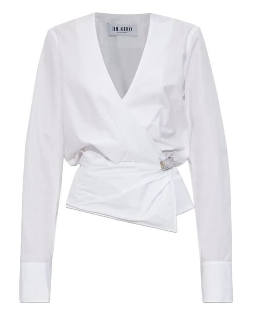 The Attico White Gewickelte Bluse