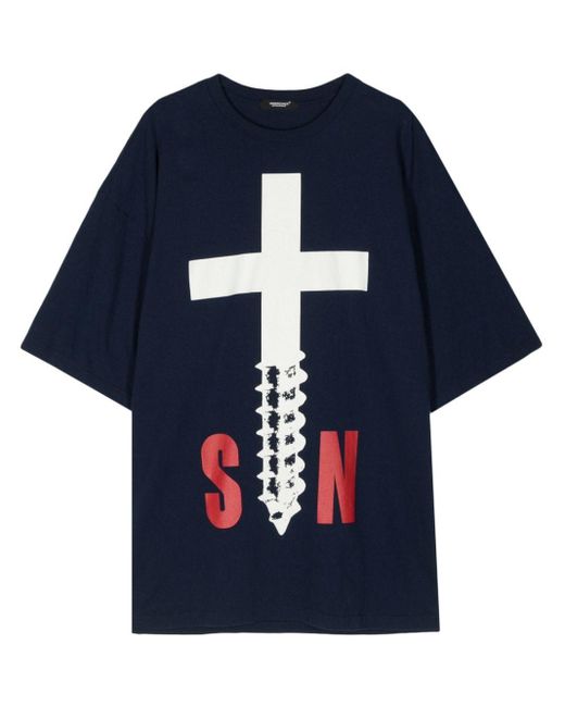 Undercover Blue Cross Screw Cotton T-shirt for men