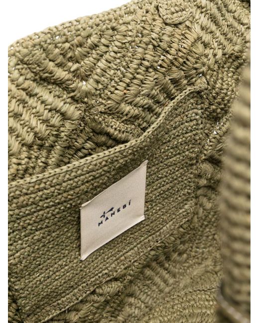 Manebí Green Crochet Raffia Tote Bag