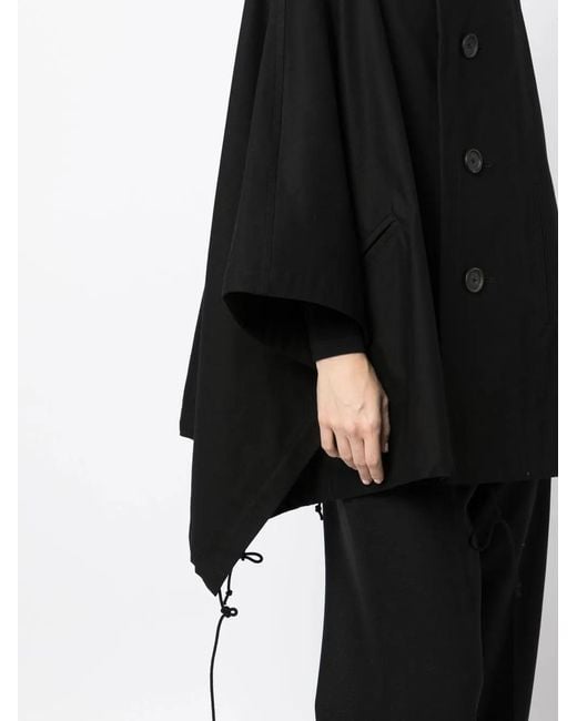 Yohji Yamamoto Black Long-Sleeve Button-Up Cape