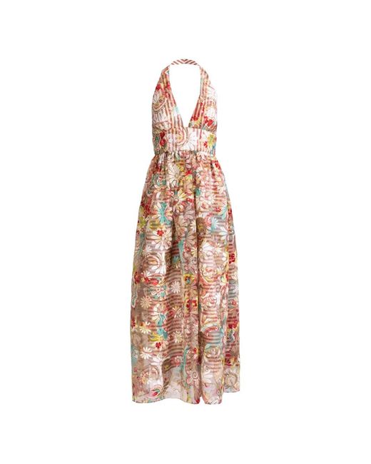 Silvia Tcherassi White Kairi Floral-Print V-Neck Dress