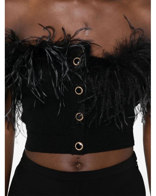 Alessandra Rich Black Feather-Trim Mini Skirt