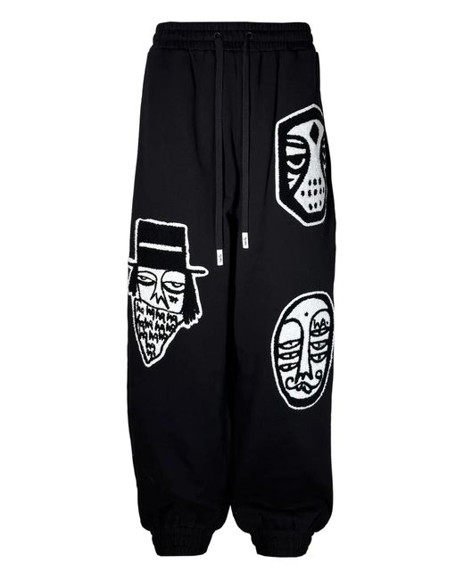 Haculla Black Parachute Appliqué Track Pants for men