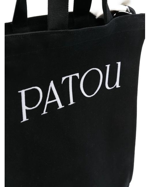 Patou Black Logo-Embroidered Tote Bag