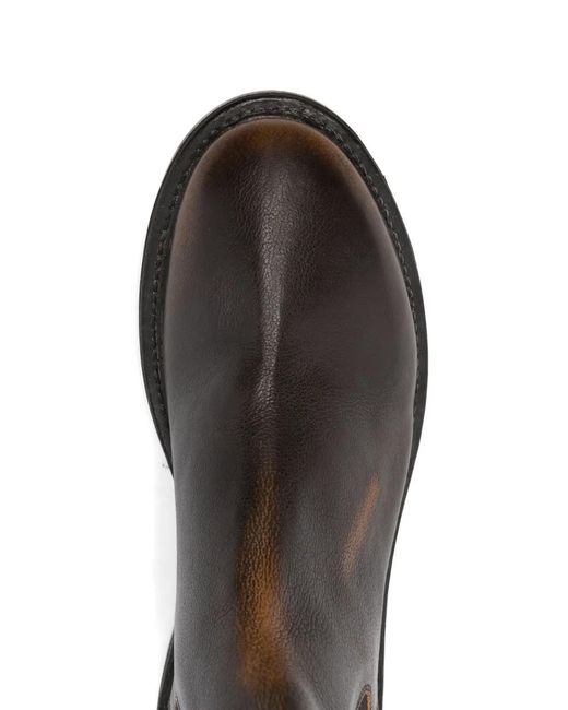 Moma Brown Elastic-Panel Leather Boots for men