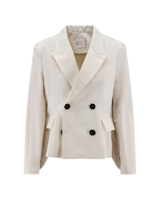 Sacai White Veste À Boutonnière Croisée